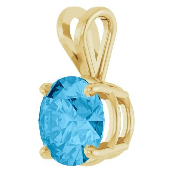 14K Gold 2 Carat Swiss Blue Topaz Solitaire Pendant 2