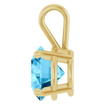 14K Gold 2 Carat Swiss Blue Topaz Solitaire Pendant 3