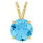 14K Gold 2 Carat Swiss Blue Topaz Solitaire Pendant