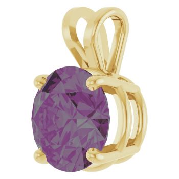 14K Gold 3 Carat Lab-Grown Alexandrite Solitaire Pendant 2