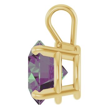 14K Gold 3 Carat Lab-Grown Alexandrite Solitaire Pendant 3
