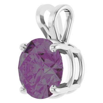3 Carat Lab-Grown Alexandrite Solitaire Pendant in 14K White Gold 2