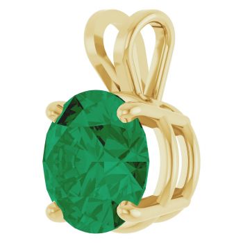 14K Gold 3 Carat Lab-Grown Emerald Solitaire Pendant 2