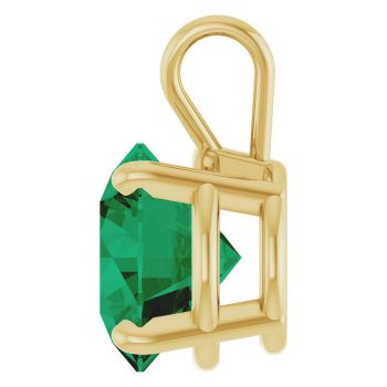 14K Gold 3 Carat Lab-Grown Emerald Solitaire Pendant 3