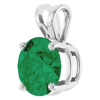 3 Carat Lab-Grown Emerald Solitaire Pendant in 14K White Gold 2