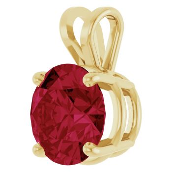 14K Gold 3 Carat Lab-Grown Ruby Solitaire Pendant 2