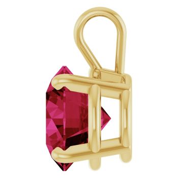 14K Gold 3 Carat Lab-Grown Ruby Solitaire Pendant 3