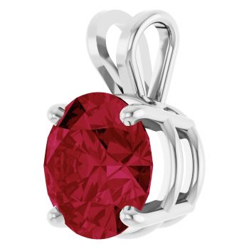 3 Carat Lab-Grown Ruby Solitaire Pendant in 14K White Gold 2