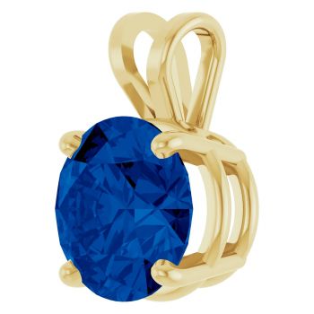 3 Carat Lab-Grown Sapphire Solitaire Pendant in 14K Gold 2
