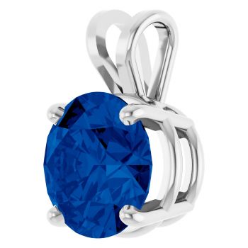 14K White Gold 3 Carat Lab-Grown Sapphire Solitaire Pendant 2