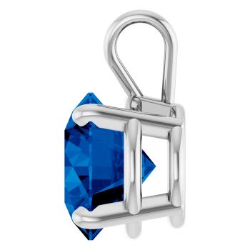 14K White Gold 3 Carat Lab-Grown Sapphire Solitaire Pendant 3