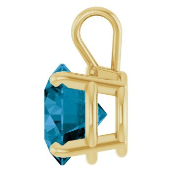 14K Gold 3 Carat London Blue Topaz Solitaire Pendant 3