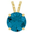 14K Gold 3 Carat London Blue Topaz Solitaire Pendant