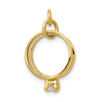 Engagement Ring & Wedding Band Charm Pendant in 14K Gold 2