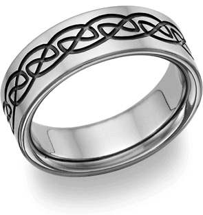 black titanium celtic wedding band ring