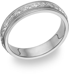 platinum paisley wedding band ring for women