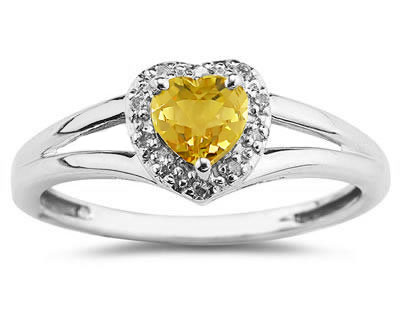 heart shaped citrine and diamond ring