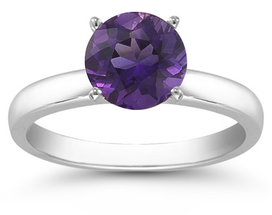 amethyst solitaire ring sterling silver