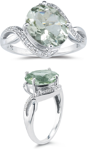green amethyst and diamond ring