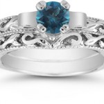 Blue and Black Engagement Rings in Classic Settings