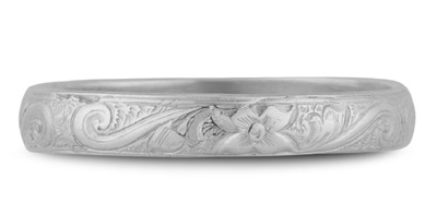 sterling silver paisley floral wedding band ring