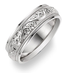 platinum paisley wedding band ring