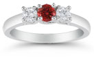 ruby three stone diamond ring