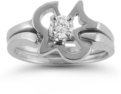 Christian dove diamond bridal wedding ring set