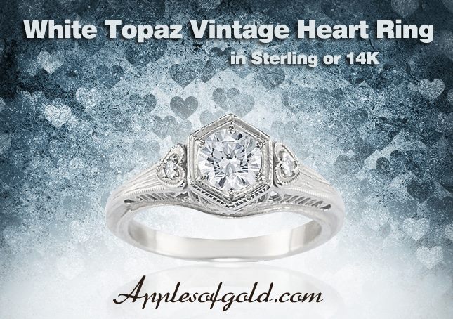 07-22-2013 White Topaz Vintage Heart Ring