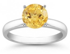 Citrine Solitaire Ring in Sterling Silver