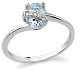 Diamond Swirl Aquamarine Ring