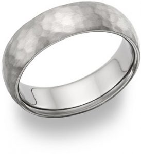 hammered titanium wedding band ring