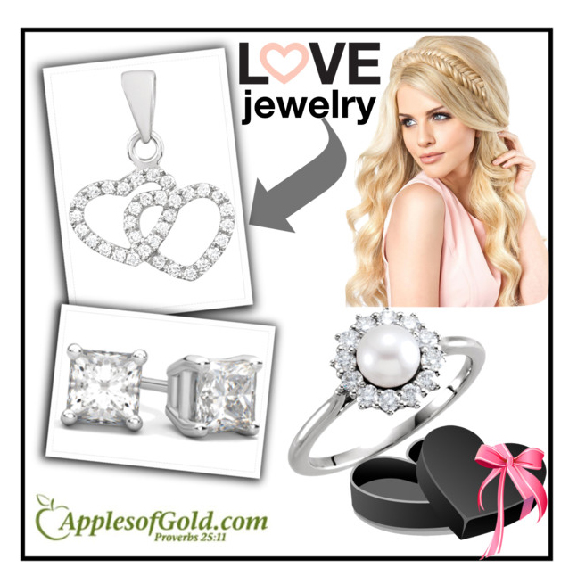 diamond heart, pearl, and earrings set