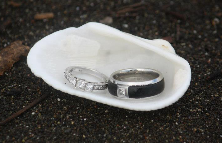 princess-cut diamond floret engagement ring