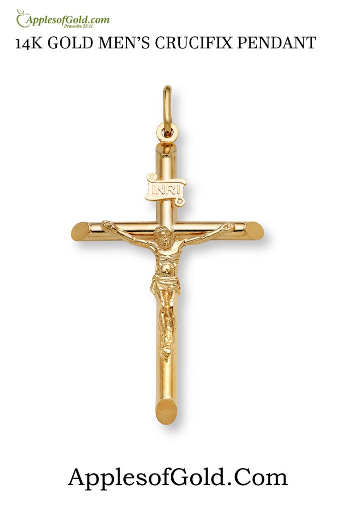 mens 14k gold crucifix pendant best selling