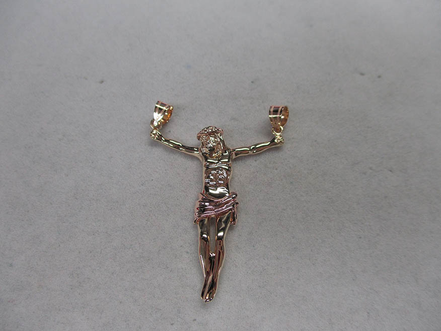 14k rose and yellow gold corpus crucifix pendant