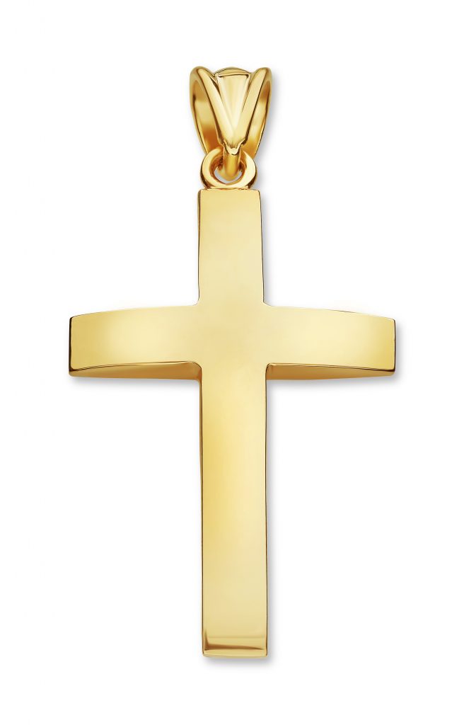 Beveled Gold Cross Pendant