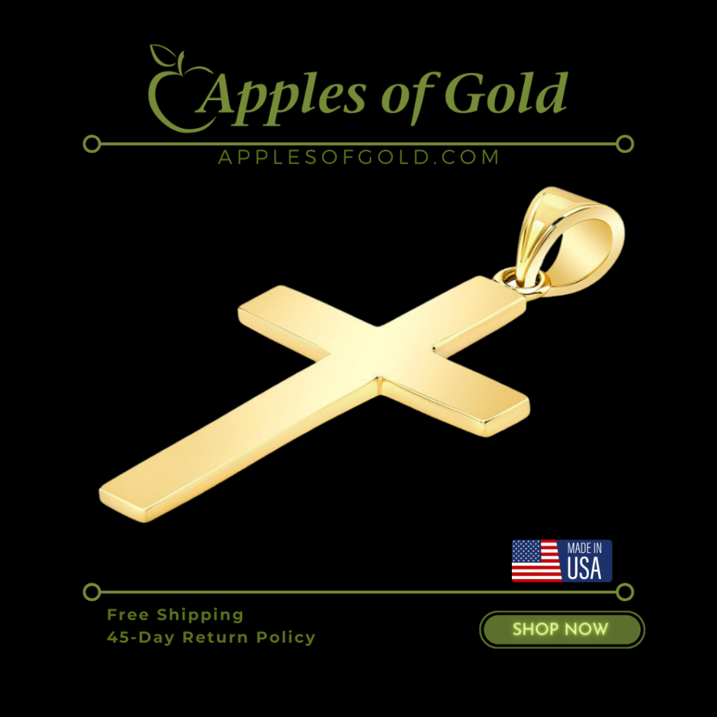 14K Solid Gold Cross Pendant for Men