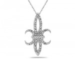 Fleur De Lis Diamond and White Gold Pendant