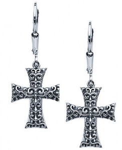 Starhaven sterling silver gothic cross earrings