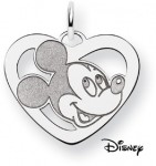 Mickey Mouse Heart Pendant, Sterling Silver
