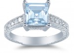 Featured Product: Princess Cut Aquamarine and Diamond Ring in 14K White Gold