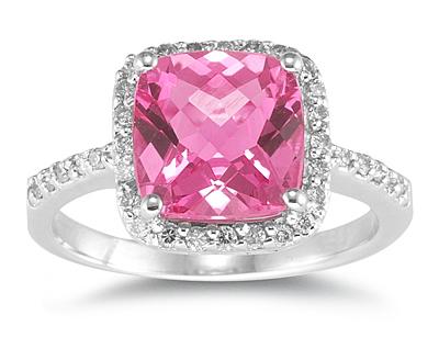 pink topaz diamond ring