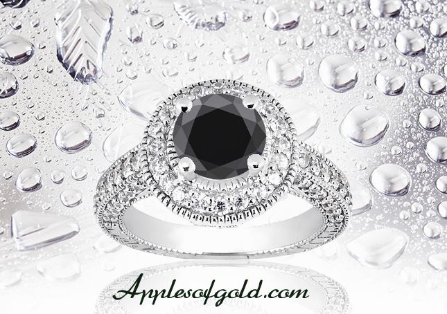 black diamond halo ring