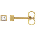 14K Gold 0.50 Carat Bezel Lab-Grown Princess-Cut Diamond Stud Earrings