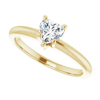 0.50 Carat Lab-Made Heart Diamond Solitaire Ring in 14K Gold 5