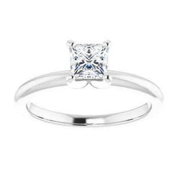 1/2 Carat Lab-Grown Princess-Cut Diamond Solitaire Ring in 14K White Gold 3