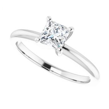 1/2 Carat Lab-Grown Princess-Cut Diamond Solitaire Ring in 14K White Gold 5