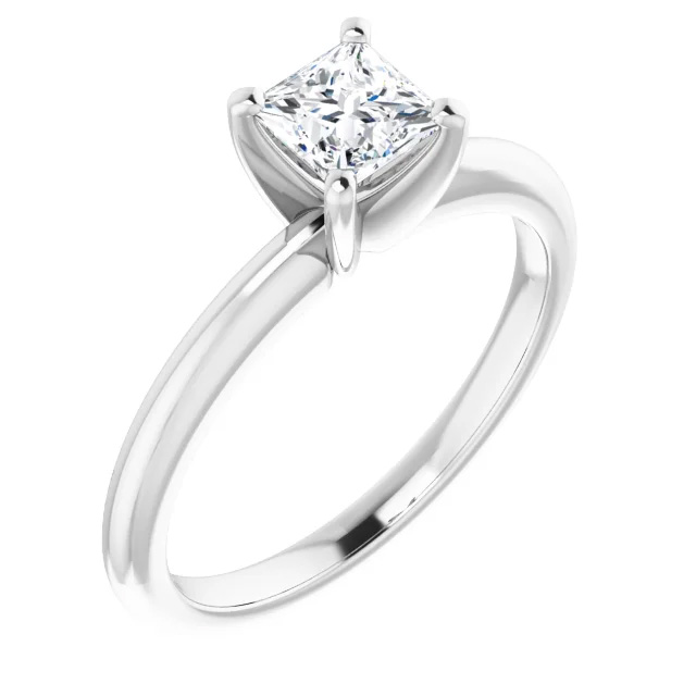 1/2 Carat Lab-Grown Princess-Cut Diamond Solitaire Ring in Platinum