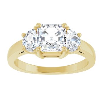 1 3/4 Carat Lab-Grown 3-Stone Asscher-Cut Diamond Engagement Ring 14K Gold 3